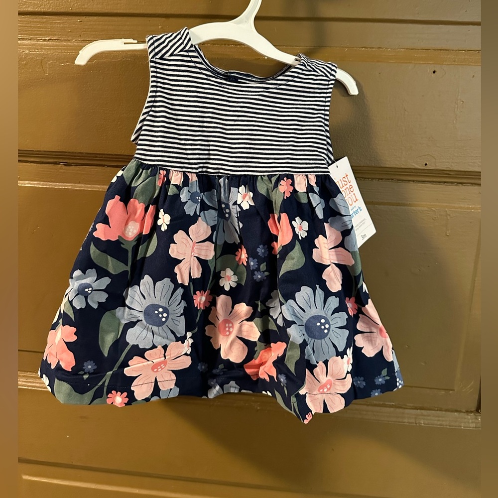 NWT Carter's Just one you baby girl dress (NWT hat set navy pink floral size 3M